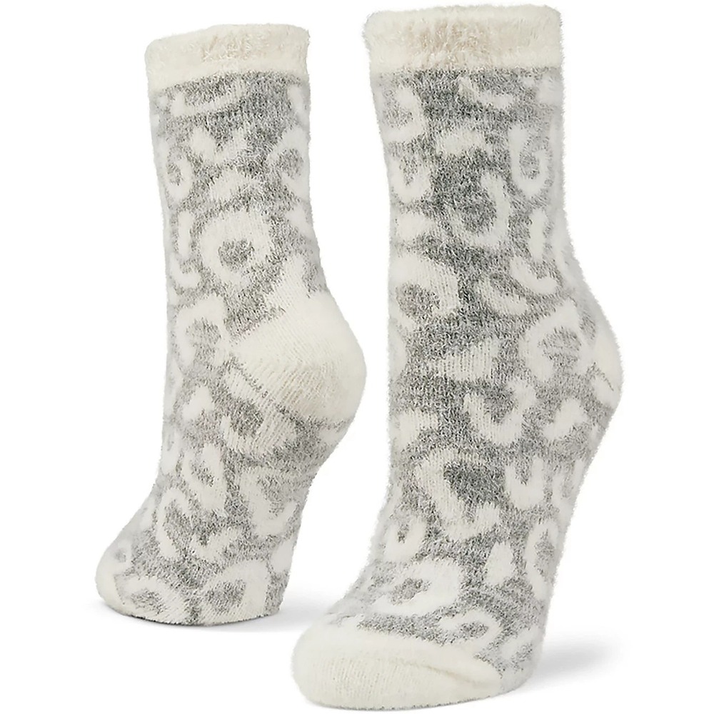 Magellan Outdoors Women's Leopard Lodge Crew Socks ALOE Infused Grey NWT